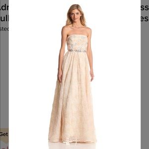 Adrianna Papell Blush Rosette Tulle Ball Gown